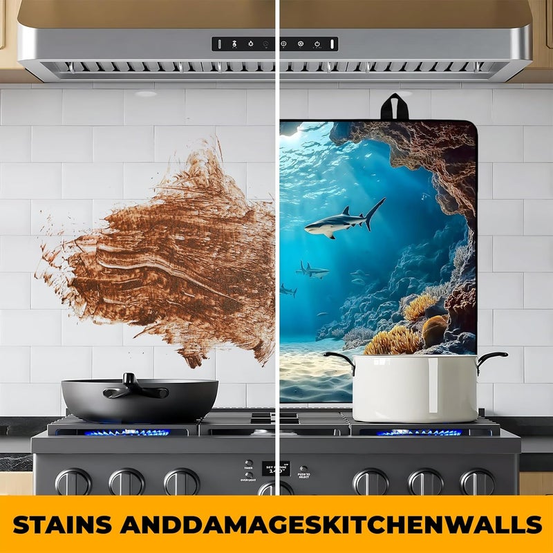 BVBOX Underwater World Stove Top Cover Retro Flower Gas Stove Top Cover for Home Decoration Kitchen Pad Non-Stick Washable Cooktop Covers Countertop Protector Keep Stove Clean 28"x20" - Image 5
